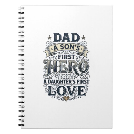Dad Son Hero Daughter Love Vintage Typography Shir Notizblock (Vorderseite)