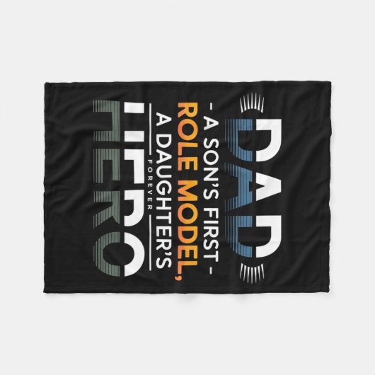 Dad Son Role Model Daughter Hero Quote  Fleecedecke (Vorderseite (Horizontal))