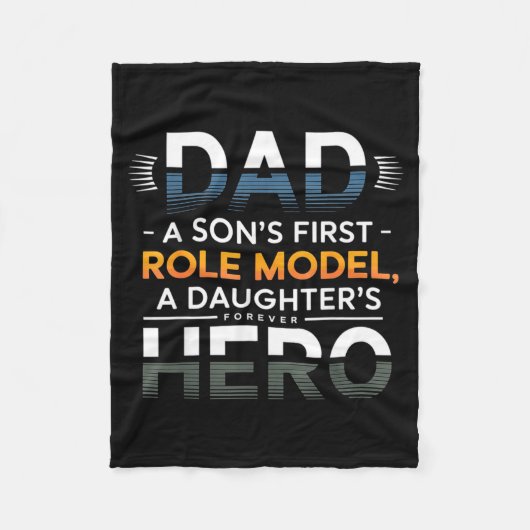 Dad Son Role Model Daughter Hero Quote Fleecedecke (Vorderseite)