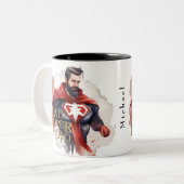 Dad Super Hero Zweifarbige Tasse (Vorderseite Links)