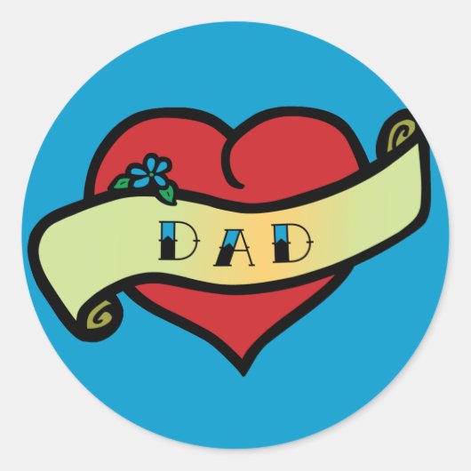 Dad Tattoo Heart Runder Aufkleber (Vorderseite)