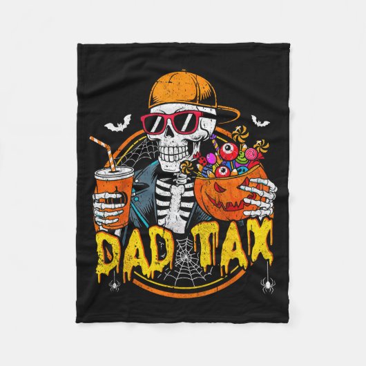 Dad Tax Skeleton Halloween Costume Candy Pumpkin D Fleecedecke (Vorderseite)