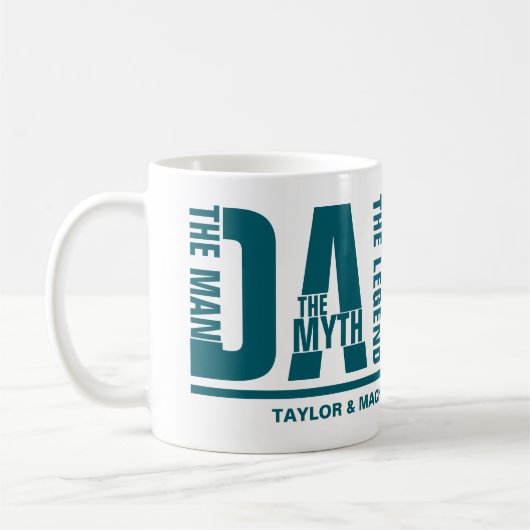 Dad The Man The Myth The Legend Personalized Kaffeetasse (Links)