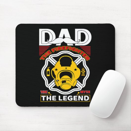 Dad The Myth Legend Fireman Gift Proud Firefighter Mousepad (Mit Mouse)