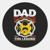 Dad The Myth Legend Fireman Gift Proud Firefighter Runder Aufkleber (Vorderseite)