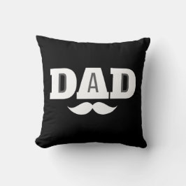 Dad Throw Pillow Mustache Brow Black Grey Orange Kissen