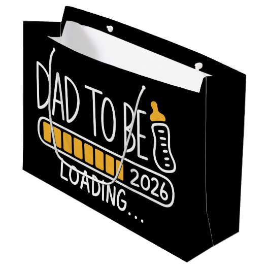 Dad To Be 2026 Promoted to Daddy New Father Große Geschenktüte (Vorderseite Schrägansicht)
