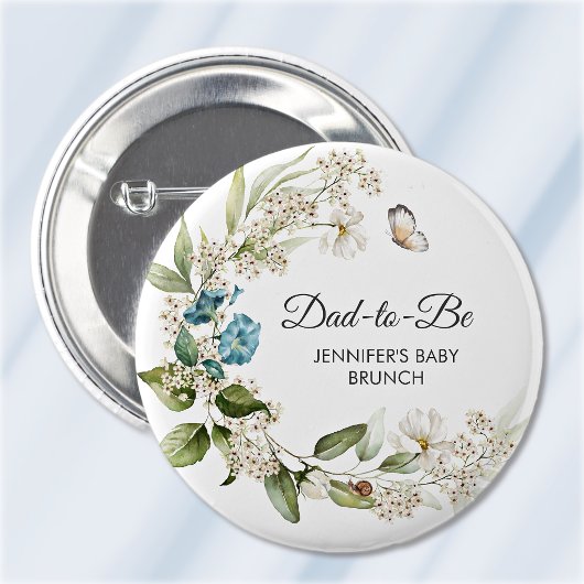 Dad-to-Be, Morning Glory Blue Baby Shower/Brunch Button