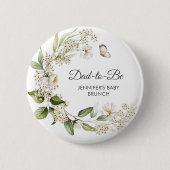 Dad-to-Be White Peonies Boho Baby Shower/Brunch Button (Vorderseite)