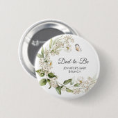 Dad-to-Be White Peonies Boho Baby Shower/Brunch Button (Vorne & Hinten)