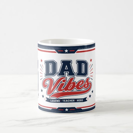 Dad Vibes Rot Navy Retro 2 Foto Design Kaffeetasse (Mittel)