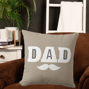 Dad-Wurfkissen Schnurrbart Braue Schwarz Grau Oran Kissen