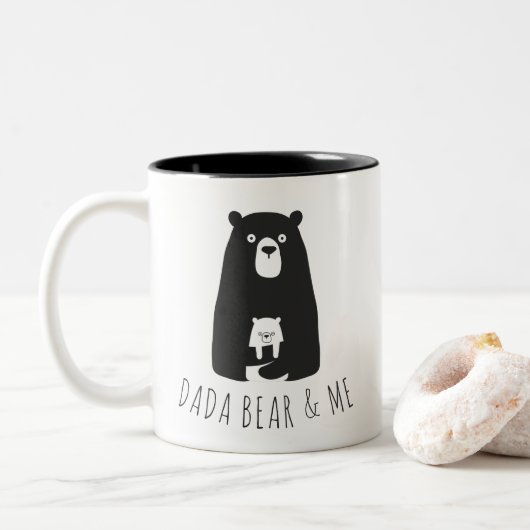 DADA BEAR & ME | Vater Kids Daughter Son Dada Bear Zweifarbige Tasse (Mit Donut)