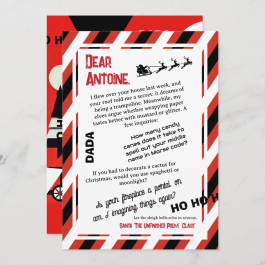 DADA Brief vom Santa The Sleigh, der vergessen hat Einladung (Vorne/Hinten)