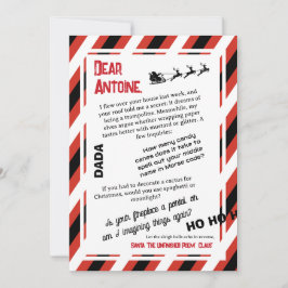 DADA Brief vom Santa The Sleigh, der vergessen hat Einladung