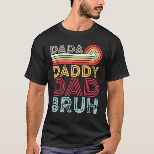Dada Daddy Dad Bruh Retro 80s Sunset Fathers Day T-Shirt (Vorderseite)