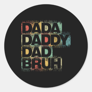 Dada Daddy Dad Bruh T-Shirt Retro Vintage Lustig V Runder Aufkleber