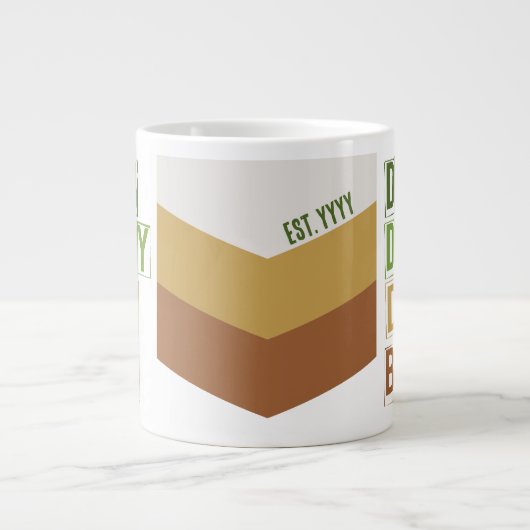 Dada Daddy Vater Bruh Custom Est Modern Green Tan Jumbo-Tasse (Vorderseite)