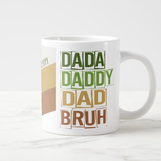 Dada Daddy Vater Bruh Custom Est Modern Green Tan Jumbo-Tasse (Rechts)