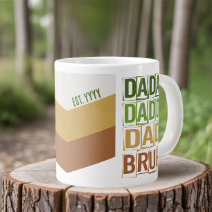 Dada Daddy Vater Bruh Custom Est Modern Green Tan Jumbo-Tasse