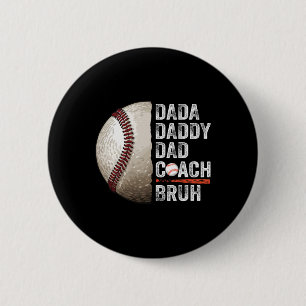 Dada Daddy Vater Bruh Vintag Baseball Coach Funny Button