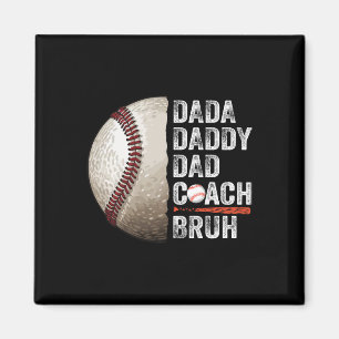 Dada Daddy Vater Bruh Vintag Baseball Coach Funny Magnet