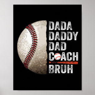 Dada Daddy Vater Bruh Vintag Baseball Coach Funny  Poster