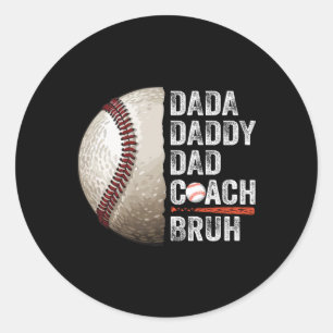 Dada Daddy Vater Bruh Vintag Baseball Coach Funny Runder Aufkleber