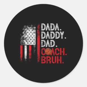Dada Daddy Vater Coach Bruh Sketll Vater Us Flag F Runder Aufkleber