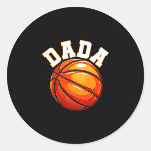 Dada der ersten Geburtstagsjungen-Basketballfamili Runder Aufkleber