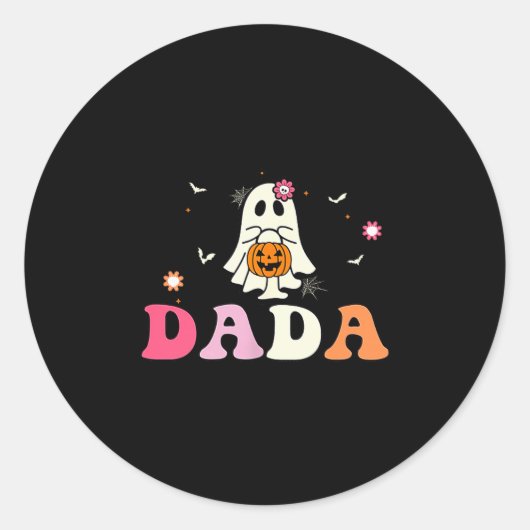 Dada Ghost Boo One Soky Dad First Halloween Birthd Runder Aufkleber (Vorderseite)