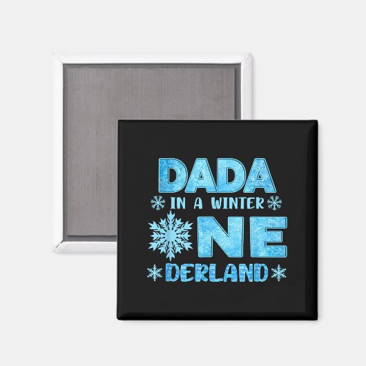 Dada In A Winter Onederland Bday Girl Sweet Snowfl Magnet (Vorderseite/Rückseite)