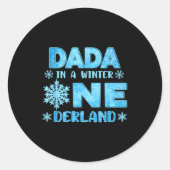 Dada In A Winter Onederland Bday Girl Sweet Snowfl Runder Aufkleber (Vorderseite)