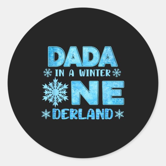 Dada In A Winter Onederland Bday Girl Sweet Snowfl Runder Aufkleber (Vorderseite)
