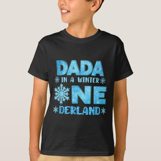 Dada In A Winter Onederland Bday Girl Sweet Snowfl T-Shirt (Vorderseite)