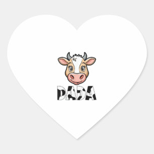 Dada Kuh Print Cow Muster Vatertag Herz-Aufkleber