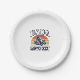 Dada Mows Best Vintage-Rasenmäher-Shirt-Design_1 Pappteller