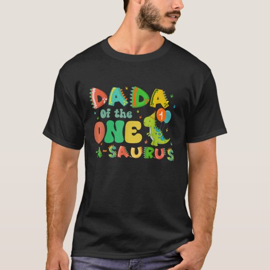 Dada Of The One A Saurus 1st Birthday Boy Dinosaur T-Shirt (Vorderseite)