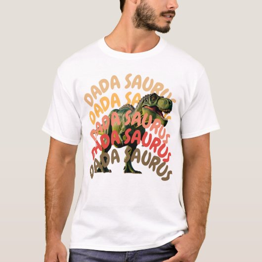 Dada Saurus T-Rex Vater Dinosaur Funny Fathers Gif T-Shirt (Vorderseite)