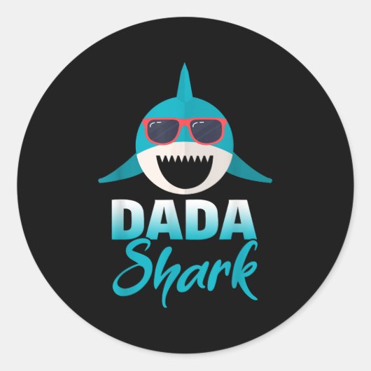 Dada Shark Wearing Cool Sungles Daddy Runder Aufkleber (Vorderseite)