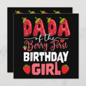 Dada The Berry First Birthday of Girl Strawberr Einladung (Vorne/Hinten)