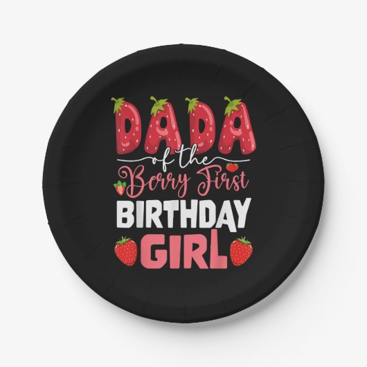 Dada The Berry First Birthday of Girl Strawberr Pappteller (Vorderseite)