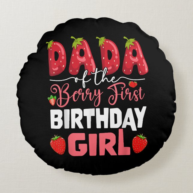 Dada The Berry First Birthday of Girl Strawberr Rundes Kissen (Vorderseite)