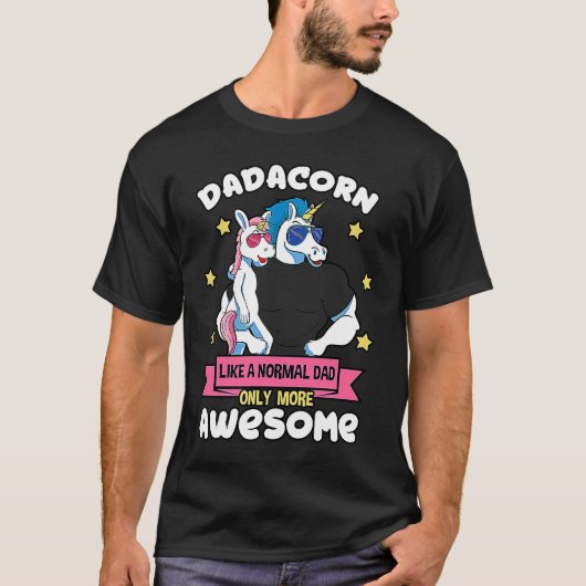 Dadacorn Father Unicorn Daughter Daddy Muscles Sun T-Shirt (Vorderseite)