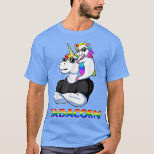 Dadacorn LGBT Gay Pride Unicorn Dad and Baby Fathe T-Shirt