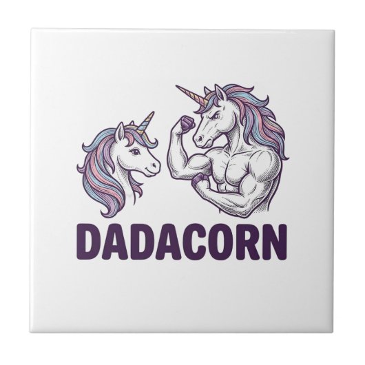 Dadacorn Lustiges Einhorn Dad Vektor-Shirt Design_ Fliese (Vorderseite)
