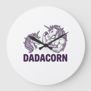 Dadacorn Lustiges Einhorn Dad Vektor-Shirt Design_ Große Wanduhr