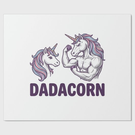 Dadacorn Lustiges Einhorn Papa Vektor-Shirt Design Geschenkpapier (Flach)