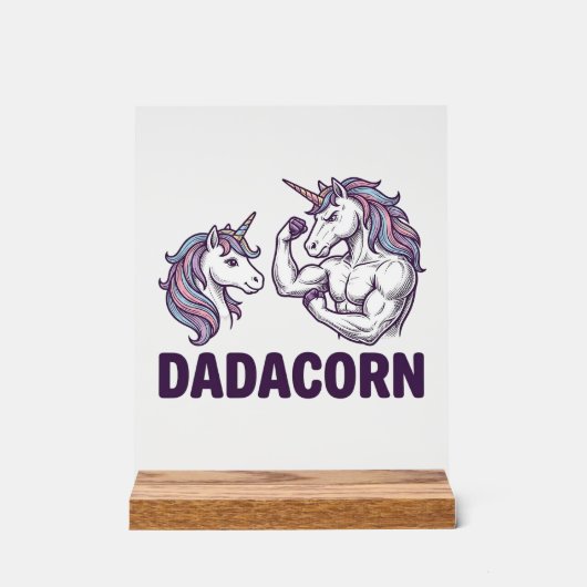 Dadacorn Lustiges Einhorn Vater Vektor-Shirt Desig Acrylschild (Vorderseite)