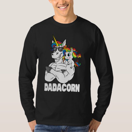 Dadacorn Muskel entschlacken Vater mit Baby Daught T-Shirt (Vorderseite)